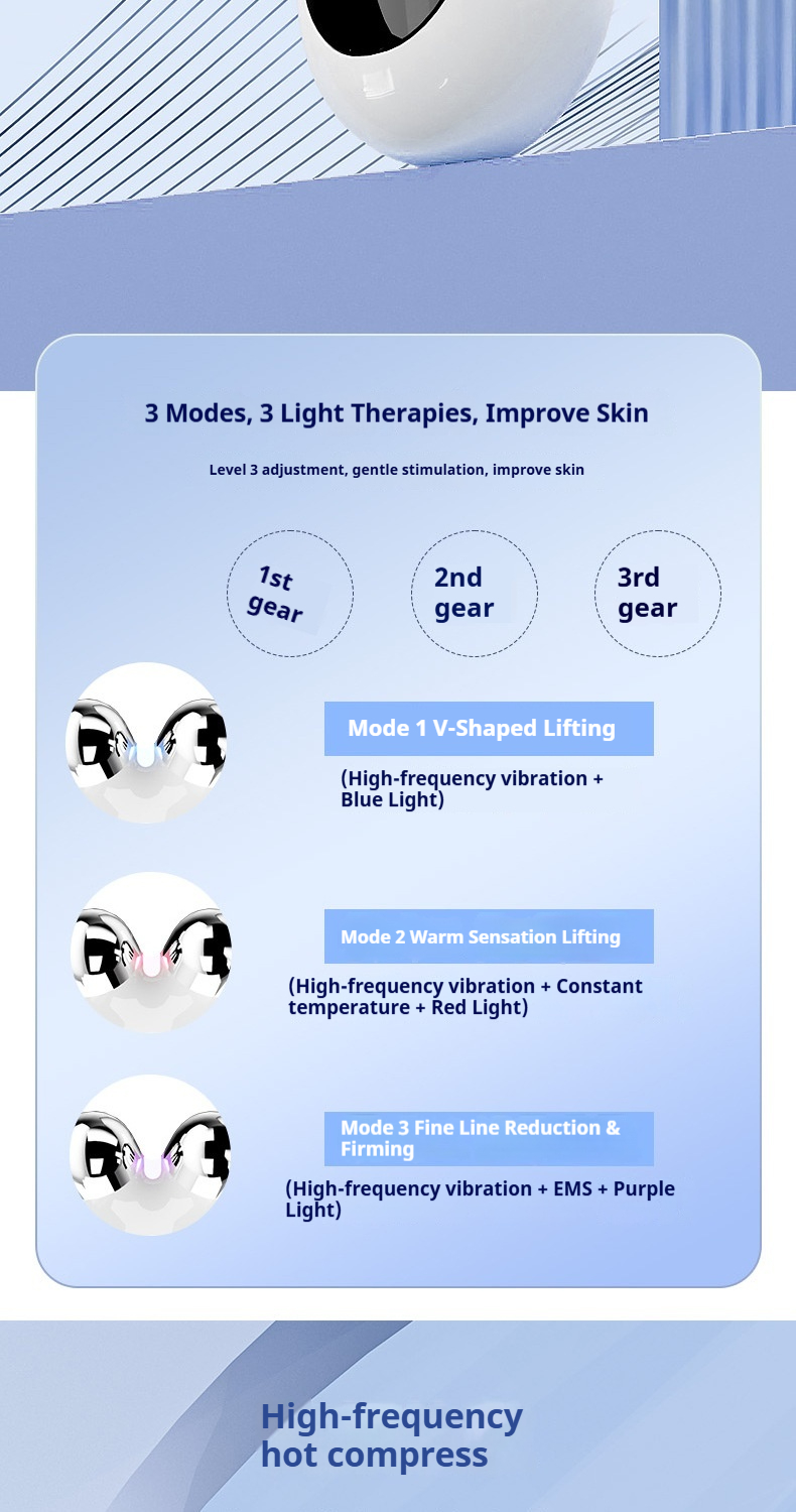 V-Line Shaping Device - Professional Facial Lifting Roller with EMS & LED Light Therapy for a Tighter, Youthful Look-Lumenessence