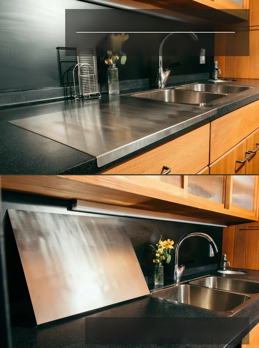 [Boost Efficiency] 4-in-1 Pure Titanium Cutting Board, Stop eating from "moldy" boards! Medical-Grade Titanium: Zero Bacteria. Top kitchen upgrade: Antibacterial & lightweight.