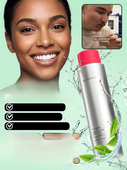 [Keep Smiling] Deep Cleansing and Fragrance-Leaving Mouthwash, Swish and spit. Dissolve yellow stains in 30 seconds. Kill bad breath for 24 hours. 