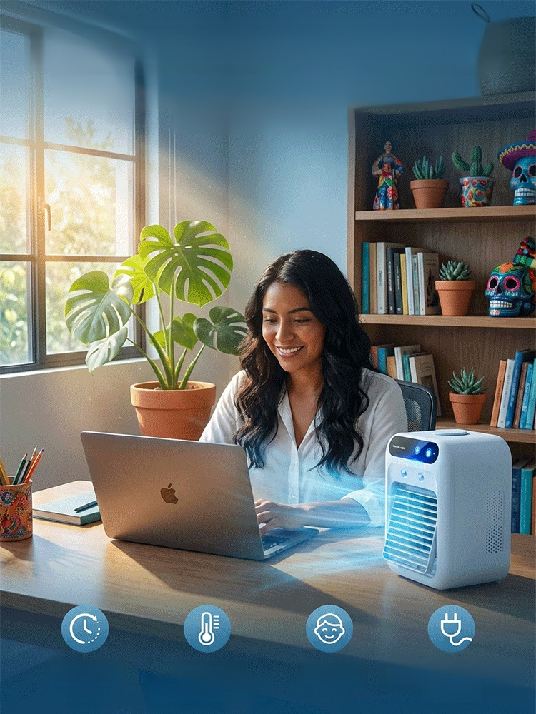 Desktop Air Conditioner Fan with Mist Cooling, If you're looking for a cost-effective way to beat the heat, this icelabs-certified German technology cooler is your ultimate answer.