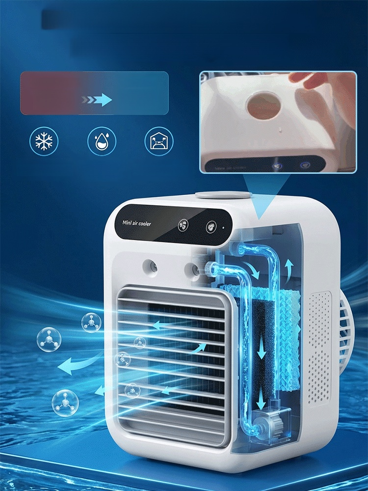 Desktop Air Conditioner Fan with Mist Cooling, If you're looking for a cost-effective way to beat the heat, this icelabs-certified German technology cooler is your ultimate answer.