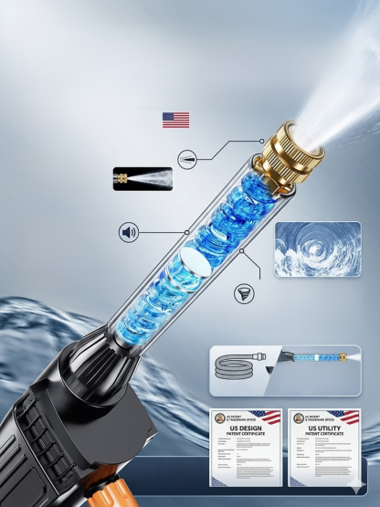 High-pressure water gun kit, 5000 PSI Power, the Grime Killer! German Turbo Tech, 10x Pressure! No Power Needed, Use Anywhere.