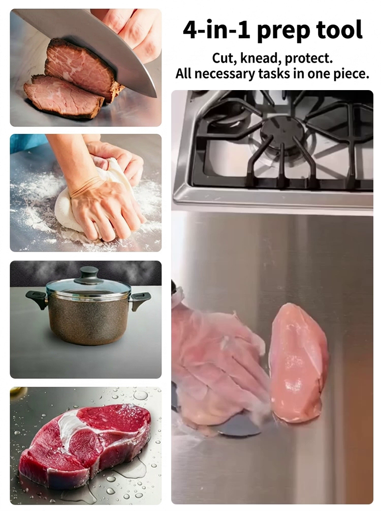 [Boost Efficiency] 4-in-1 Pure Titanium Cutting Board, Stop eating from "moldy" boards! Medical-Grade Titanium: Zero Bacteria. Top kitchen upgrade: Antibacterial & lightweight.