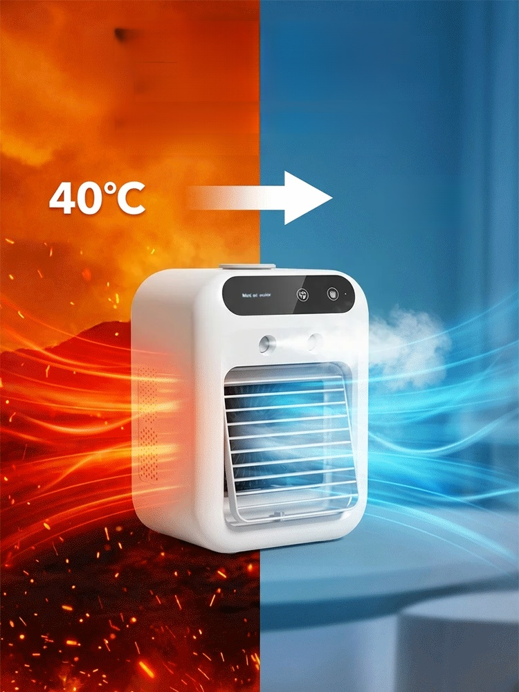 Desktop Air Conditioner Fan with Mist Cooling, If you're looking for a cost-effective way to beat the heat, this icelabs-certified German technology cooler is your ultimate answer.