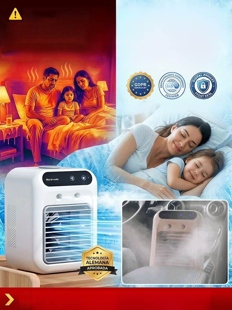 Desktop Air Conditioner Fan with Mist Cooling, If you're looking for a cost-effective way to beat the heat, this icelabs-certified German technology cooler is your ultimate answer.