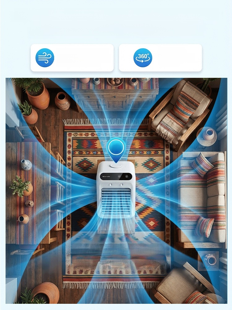 Desktop Air Conditioner Fan with Mist Cooling, If you're looking for a cost-effective way to beat the heat, this icelabs-certified German technology cooler is your ultimate answer.