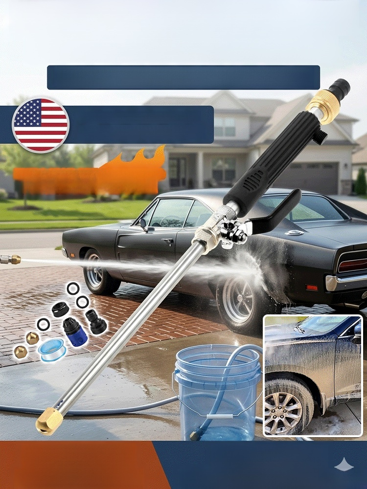High-pressure water gun kit, 5000 PSI Power, the Grime Killer! German Turbo Tech, 10x Pressure! No Power Needed, Use Anywhere.