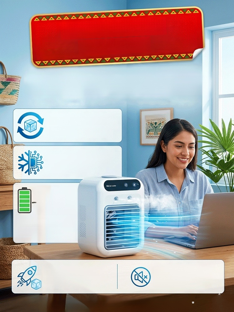 Desktop Air Conditioner Fan with Mist Cooling, If you're looking for a cost-effective way to beat the heat, this icelabs-certified German technology cooler is your ultimate answer.