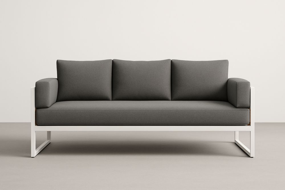 3-personers sofa stålramme polyester stof mørkegrå-Decosuave