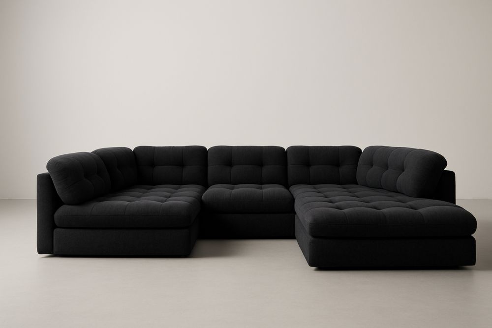 Hjørnesofa polyesterstof L-formet 290x290 cm Sort-Decosuave