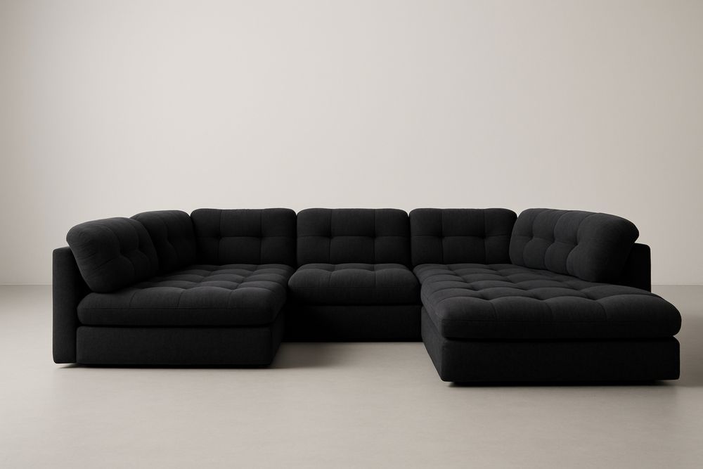 Hjørnesofa polyesterstof L-formet 290x290 cm Sort-Decosuave