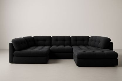 Hjørnesofa polyesterstof L-formet 290x290 cm Sort-Decosuave