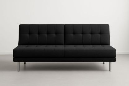 Sort sovesofa i polyester med metalben-Decosuave
