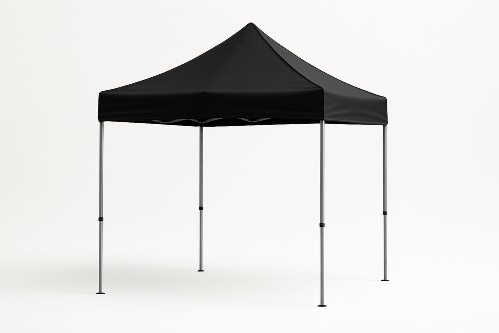 Sammenklappeligt pavillontelt i sort polyester med aluminiumsramme-Decosuave