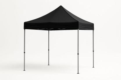 Sammenklappeligt pavillontelt i sort polyester med aluminiumsramme-Decosuave