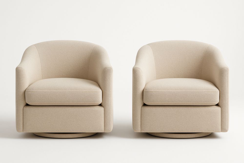 Sæt med 2 drejelige beige lænestole i tekstil-Decosuave