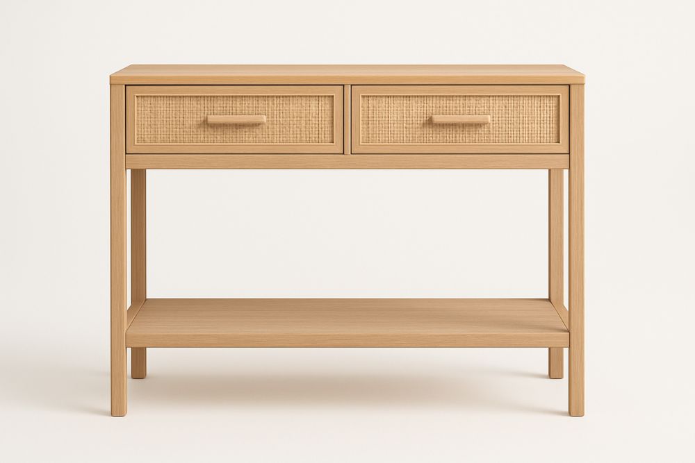 Trækonsolbord med Skuffer og Hylde i Egetræ-Decosuave