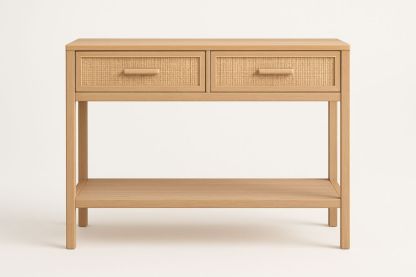 Trækonsolbord med Skuffer og Hylde i Egetræ-Decosuave