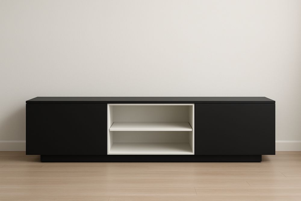 TV-bord MDF Sort og Hvid 180x40x45 cm-Decosuave