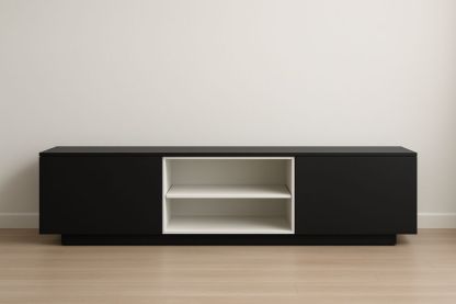 TV-bord MDF Sort og Hvid 180x40x45 cm-Decosuave