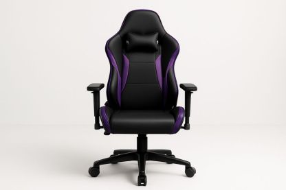 Gamingstol i PU-læder og skum med justerbare armlæn i Sort og Lilla-Decosuave