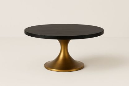 Rundt Sofabord i Træ og Metal Ø90cm Sort og Guld-Decosuave