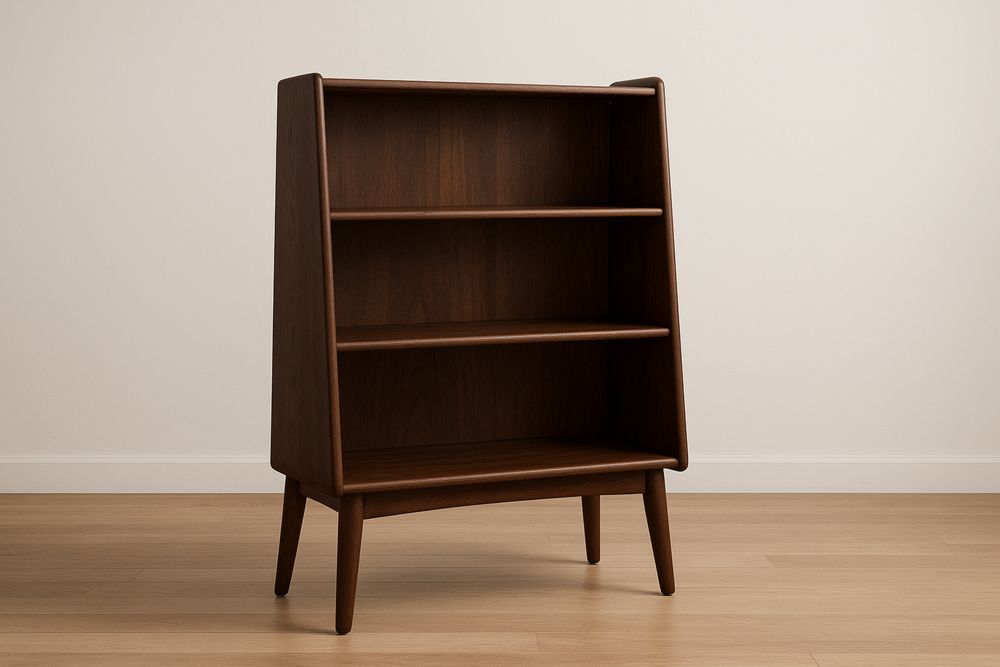 Bogreol i massivt træ med 3 hylder i mørk brun-Decosuave