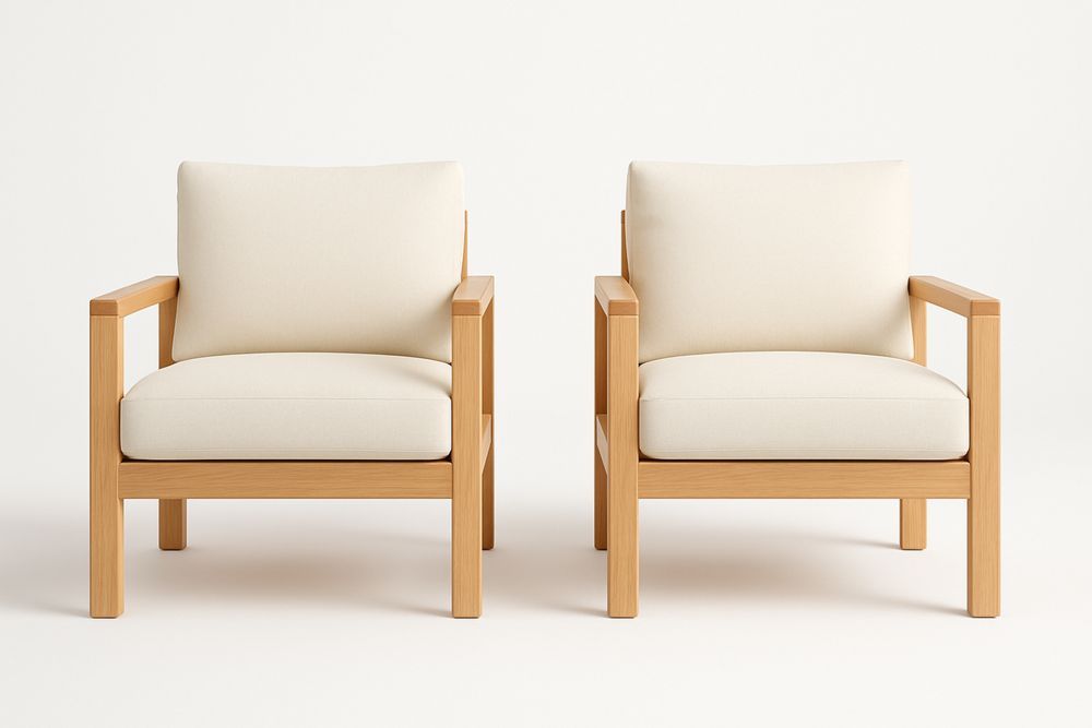 Sæt med 2 træstole med stofpolstring i Beige-Decosuave