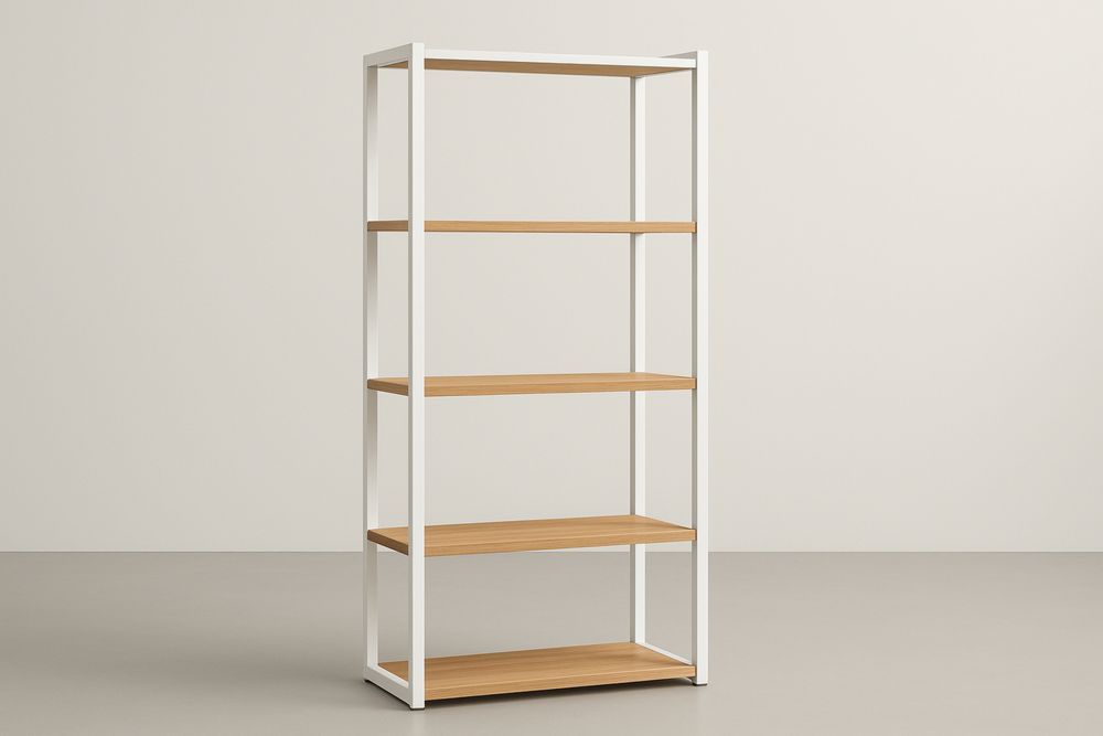 Reol i Metal og Egefiner 175cm Hvid-Decosuave