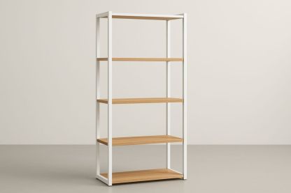 Reol i Metal og Egefiner 175cm Hvid-Decosuave