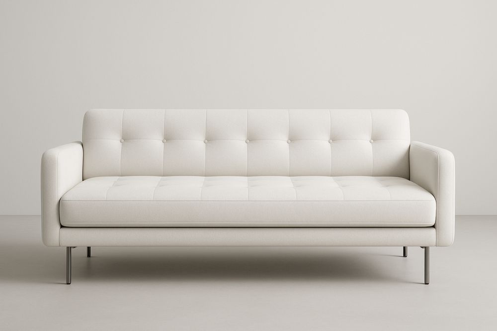 Hvid stof 3-personers sofa med stålben 200x85x75 cm-Decosuave