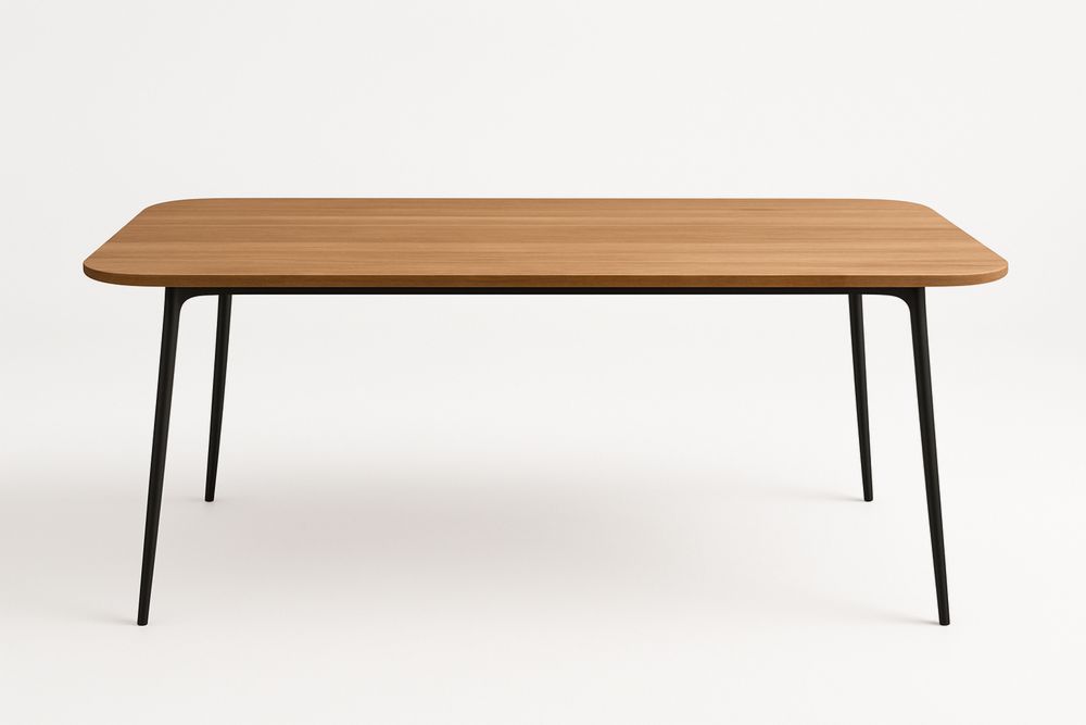 Rektangulært spisebord med træfinér bordplade og metalben 180x90 cm-Decosuave