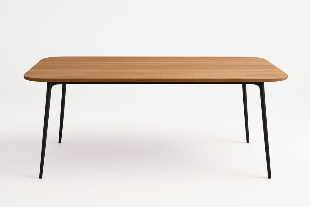 Rektangulært spisebord med træfinér bordplade og metalben 180x90 cm-Decosuave