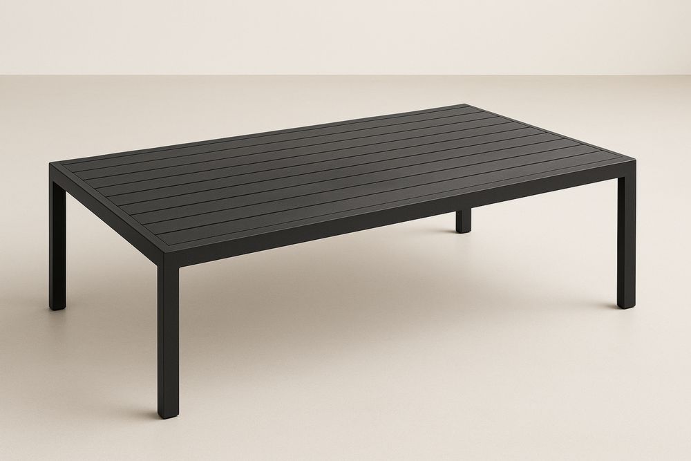 Rektangulært sofabord i metal til udendørsbrug 120x60x40 cm Sort-Decosuave