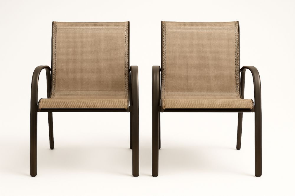 Sæt med To Terrassestole Metalramme Polyester Brun-Decosuave