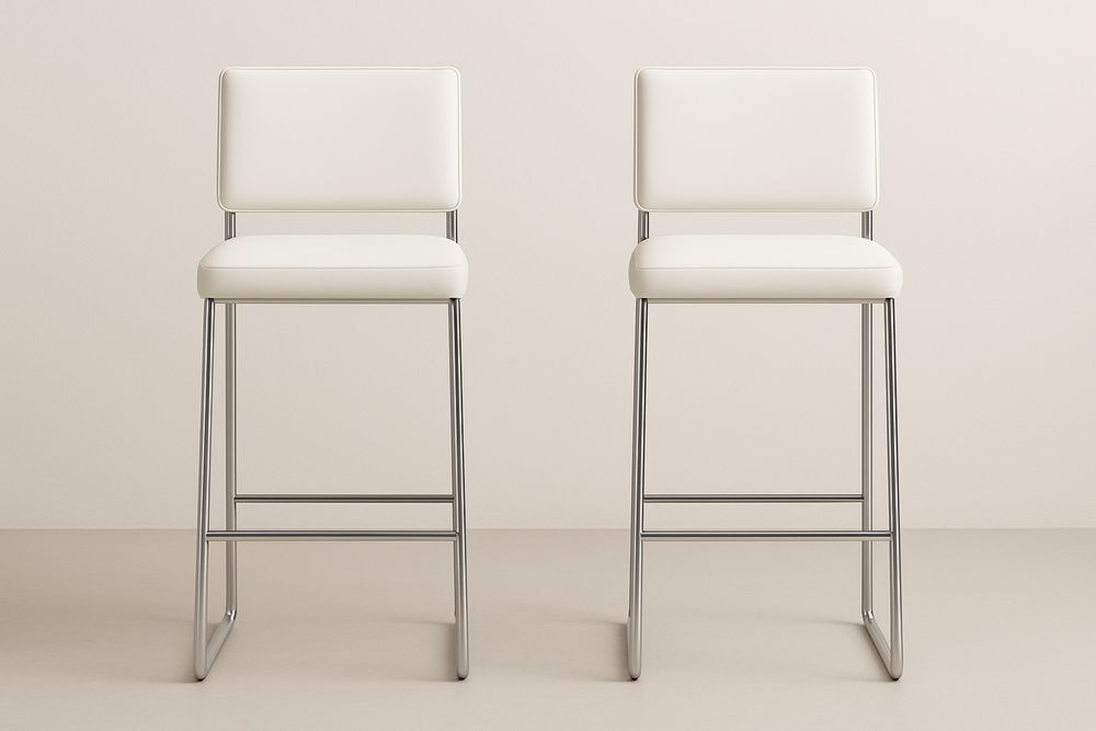 Sæt af 2 Høje Stole i PU Læder og Metal-Decosuave