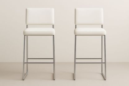 Sæt af 2 Høje Stole i PU Læder og Metal-Decosuave