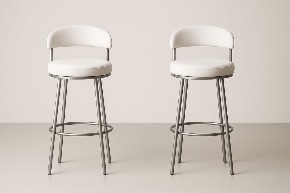 Sæt af 2 barstole i metal og stof, hvid-Decosuave