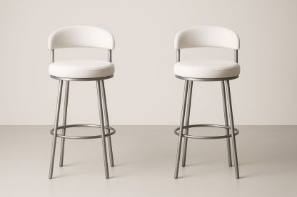 Sæt af 2 barstole i metal og stof, hvid-Decosuave