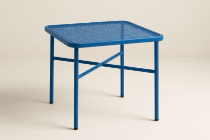 Blå firkantet metalbord 50x50x45 cm-Decosuave