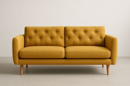 Gul 2-personers sofa i polyester med træben-Decosuave