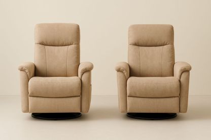 Sæt af beige lænestole med justerbar funktion og drejeplade 78 x 90 x 100 cm stof-Decosuave