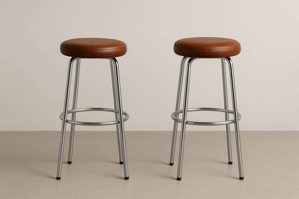 Sæt af 2 barstole i PU-læder og forkromet stål-Decosuave