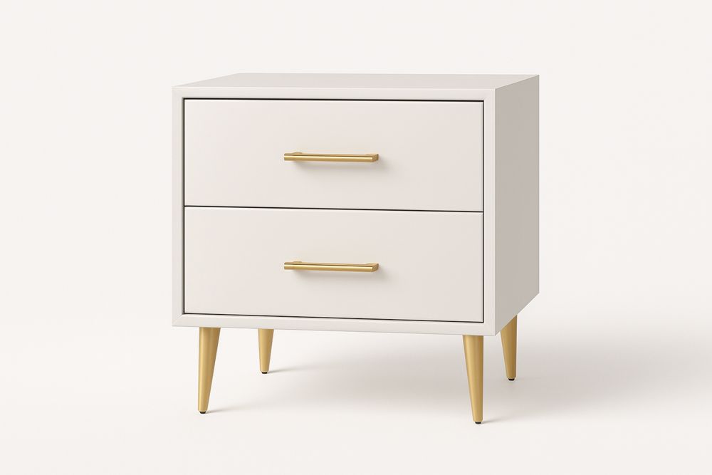 Natbord med 2 skuffer i træ og metalben-Decosuave