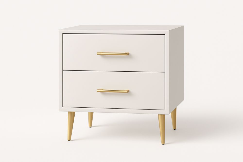 Natbord med 2 skuffer i træ og metalben-Decosuave