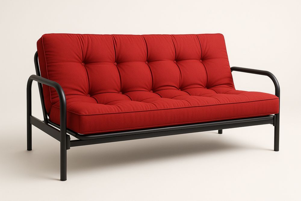 Rød Sofa med Polyesterbetræk og Stålramme-Decosuave