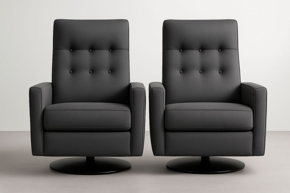 Sæt af 2 sorte lænestole i syntetisk læder med drejefunktion-Decosuave