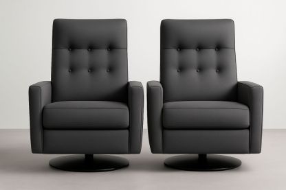 Sæt af 2 sorte lænestole i syntetisk læder med drejefunktion-Decosuave