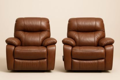 2-pak loungestol sæt i brun PU-læder med skumfyld, 100x90x98 cm-Decosuave