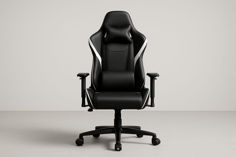 Ergonomisk gamingstol justerbar sort kunstlæder med polstret sæde og ryglæn-Decosuave